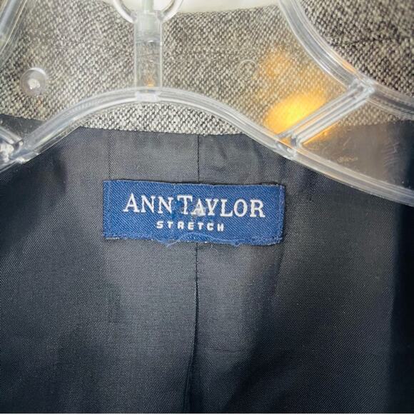 Vintage Ann Taylor grey black wool tweed button cropped preppy blazer small - Picture 5 of 6
